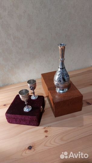 Ваза/рюмки Серебро Кубачи гравировка