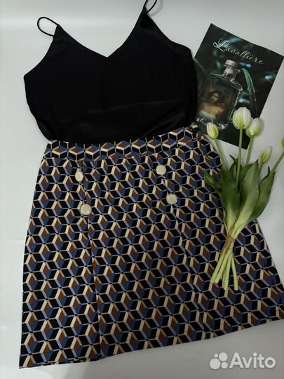 Юбка женская с орнаментом мини короткая 42 44