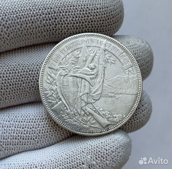 5 франков 1883 г. Швейцария. Стрелковый фестиваль