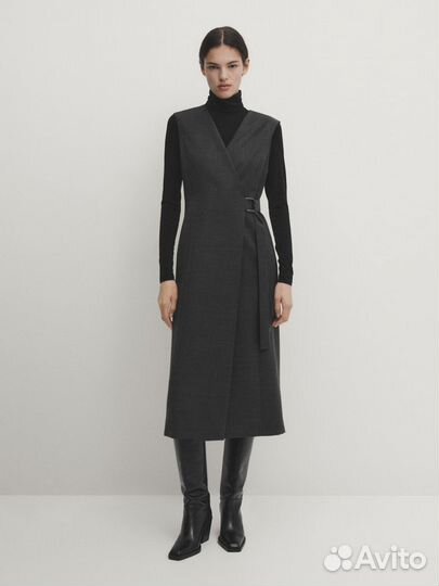 Платье серое massimo dutti шерсть S