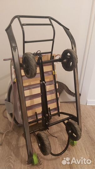 Детские санки с колесами nika с подстилкой