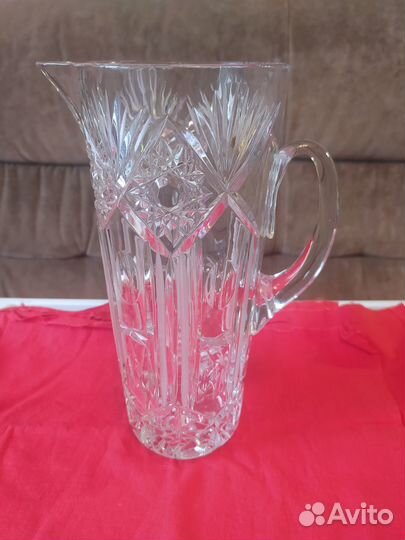 Графин хрустальный на подносе со стаконом, винтаж