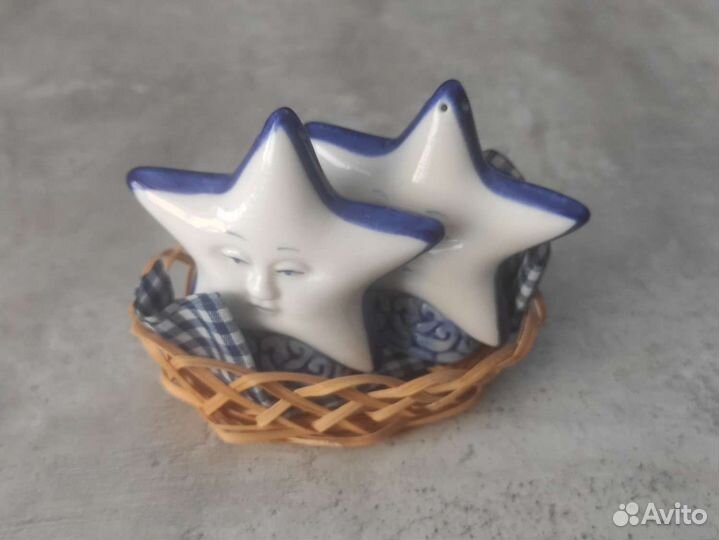 Солонка и перечница Звёзды. Под гжель