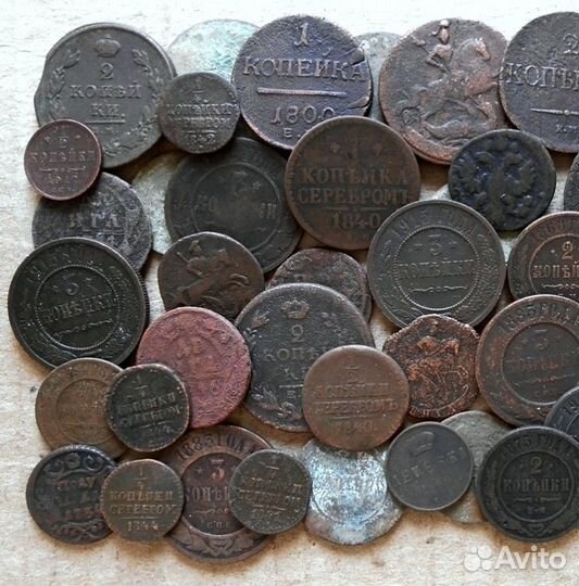 Старинные медные монеты 50 штук (лот-37 )