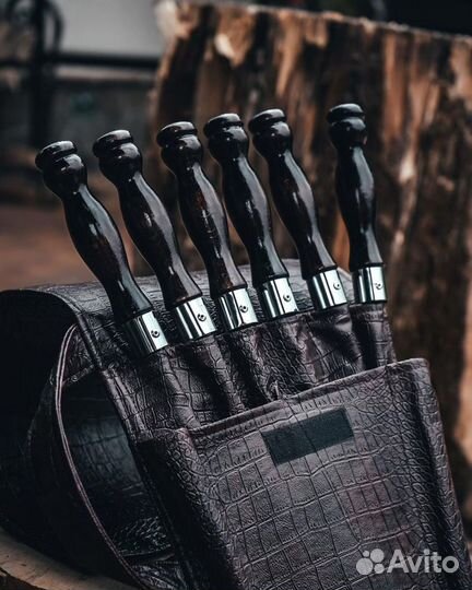 Подарочный набор шампуров в змеином чехле