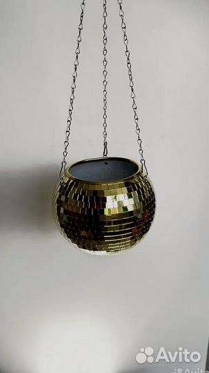 Кашпо из диско шара / кашпо из зеркальной мозаики