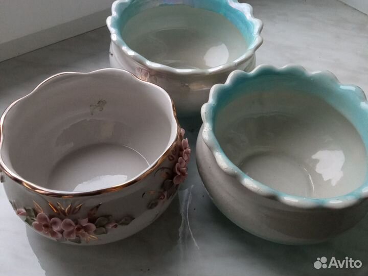 Керамические горшки СССР, вазочки под конфеты