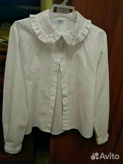 Блузка белая для девочек размер на 9-10 лет