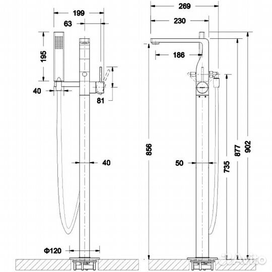 Смеситель для ванны Bravat f66061k-b3-eng Черный