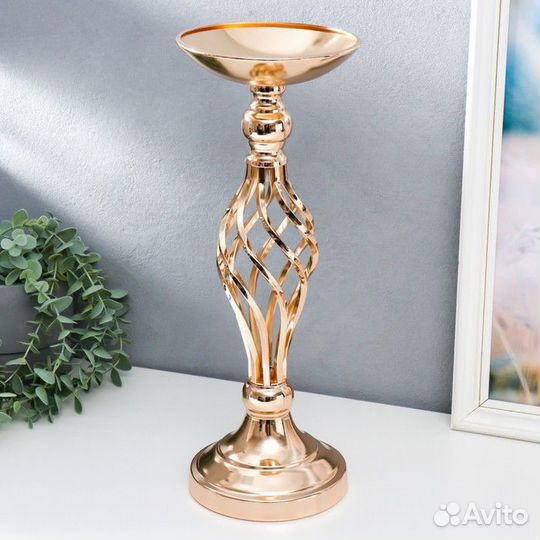 Подсвечник металл на 1 свечу 'Сплетение' золото 40