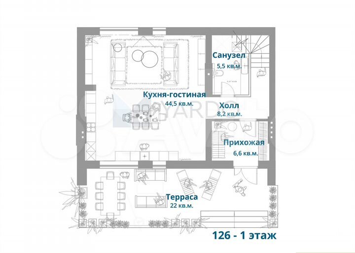 Коттедж 126 м² на участке 2,5 сот.