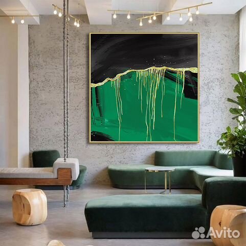 Картина маслом абстракция зелёная