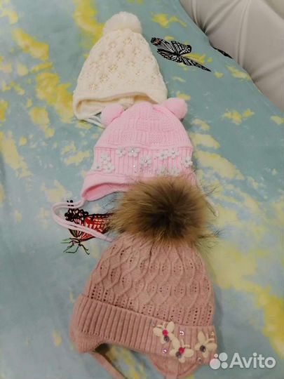 Шапочки для малышки 0-5 месяцев