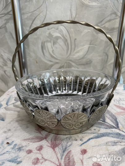 Конфетница СССР хрусталь металл