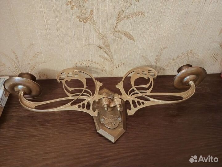 Настенное бра, подсвечник. Бронза, старинный