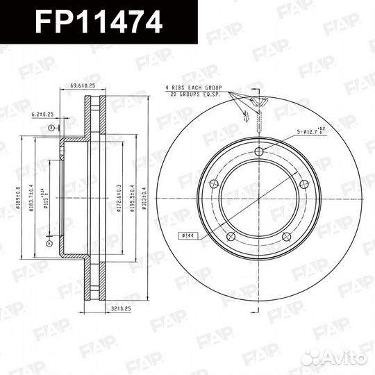 Диск тормозной FP11474 FAP Россия
