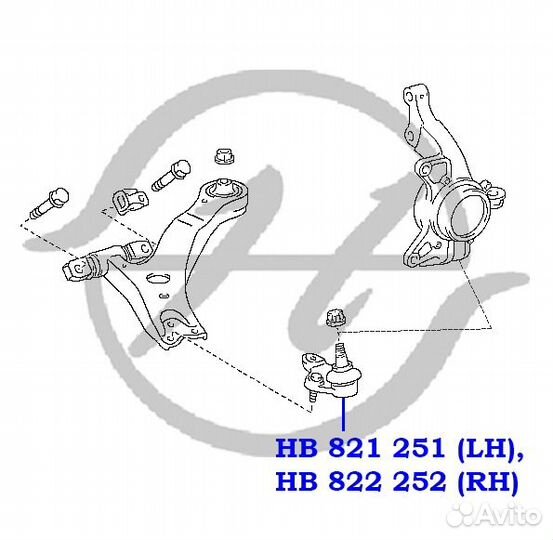 Опора шаровая нижнего рычага передней подвески, ле
