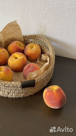 Поднос из джута с деревянным дном