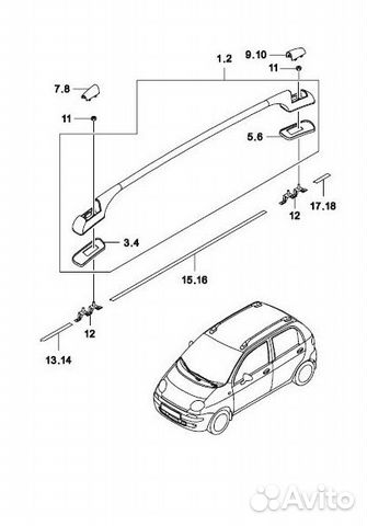 Молдинг крыши левый передний Daewoo matiz