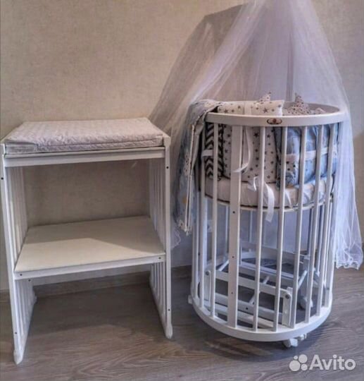 Кроватка трансформер круглая/овальная