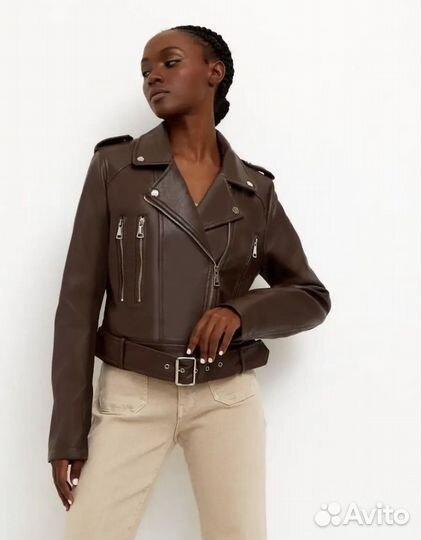 Кожаная куртка косуха 46 48 женская