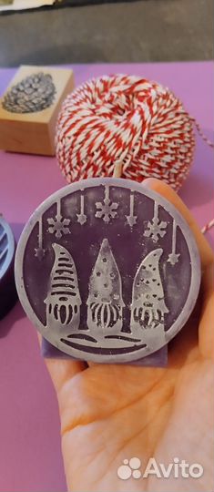 Молд для свечей шар новогодний с гномами