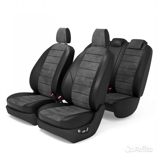 Чехлы универсальные (алькантара темно-серая/эко