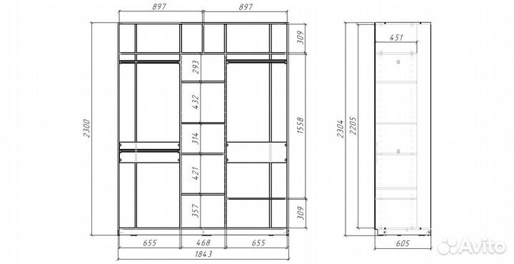 Шкаф-купе стм slim 184-60-230 DZD