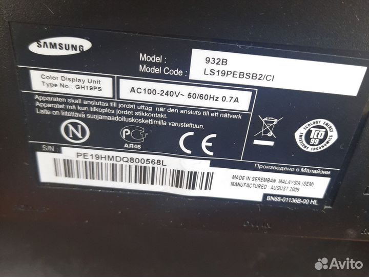 Монитор Samsung на запчасти