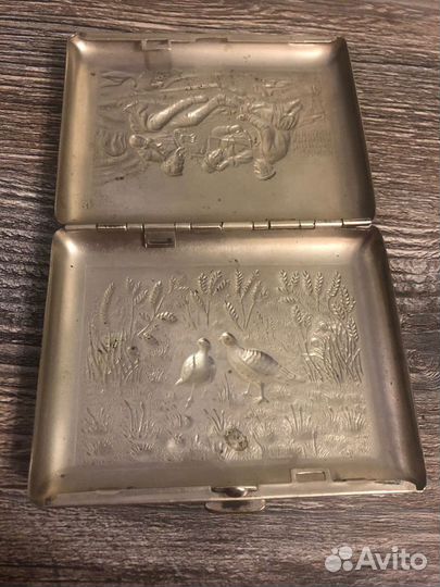 Портсигар СССР Охотники на привале