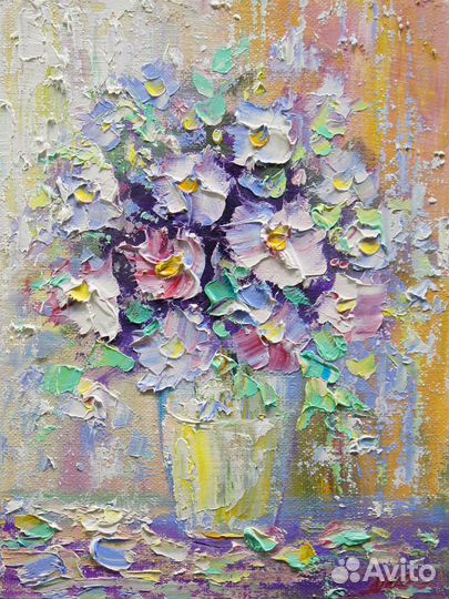 Картина маслом, Цветы любимой, 24х18 см