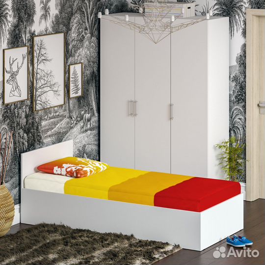 Спальный гарнитур белый № 1 Стандарт с кроватью 900, цвет белый, спальное место 900х2000 мм., без ма