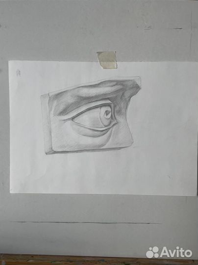 Рисунок глаз Давида учебный карандаш академический