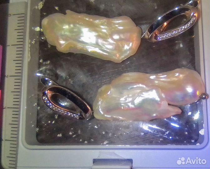 Серебряные серьги кольца бриолет