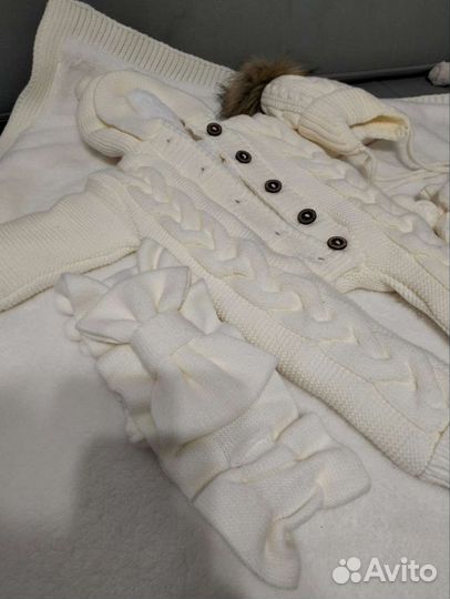 Плед детский вязаный и комплект на выписку