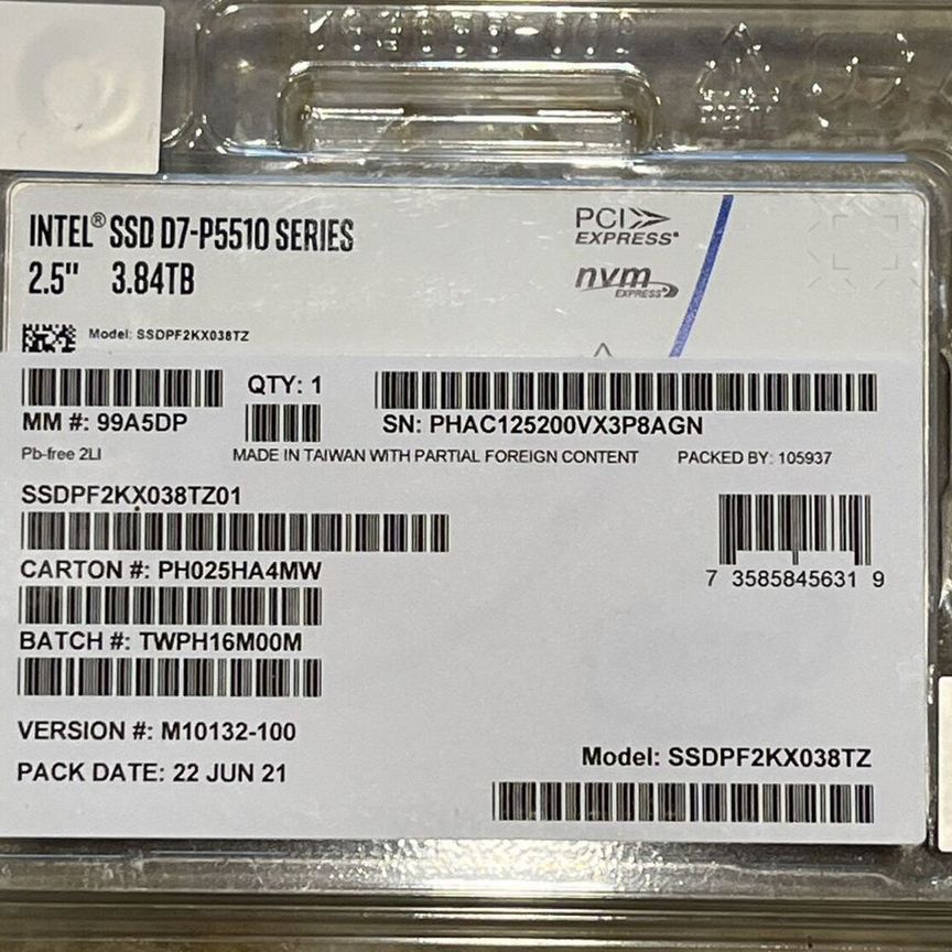 [5052584] Intel Ssd D7-P5510 Ssddpf2kx038tz01 3.84тб Серверн 5052584