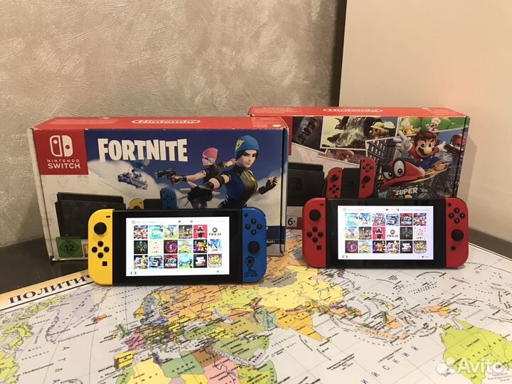 Nintendo switch Mario / Fortnite Прошитые + 128Gb