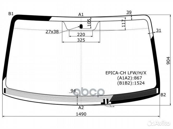 Стекло лобовое с обогревом щеток daewoo magnus