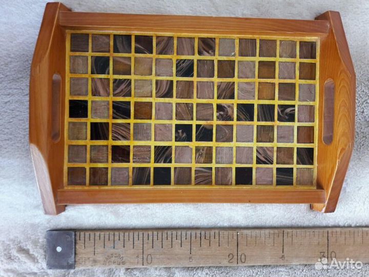 Поднос handmade. Дерево, мозаика