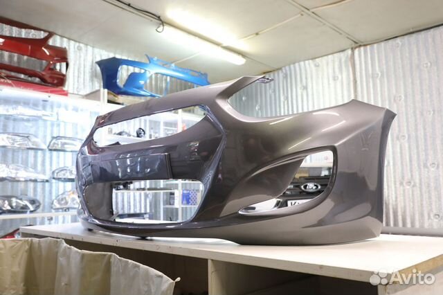 Бампер передний Хендай Солярис 1 до 2014 серый SAE