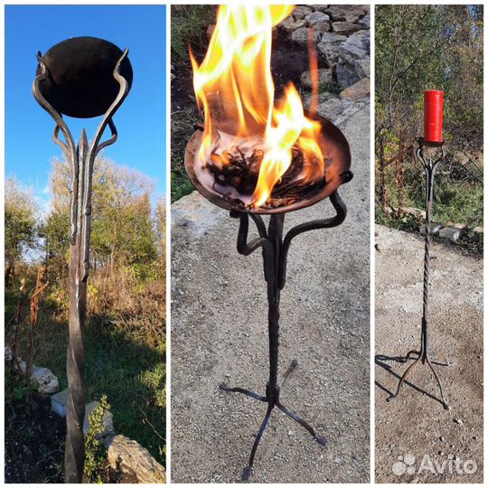 Кованый напольный светильник, кованый подсвечник