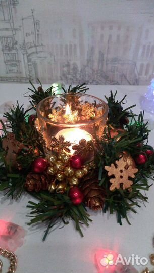 Новогодние подсвечники ручной работы