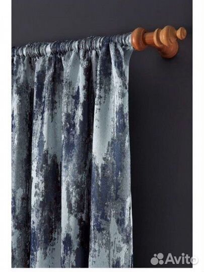 Шторы плотные синий мрамор