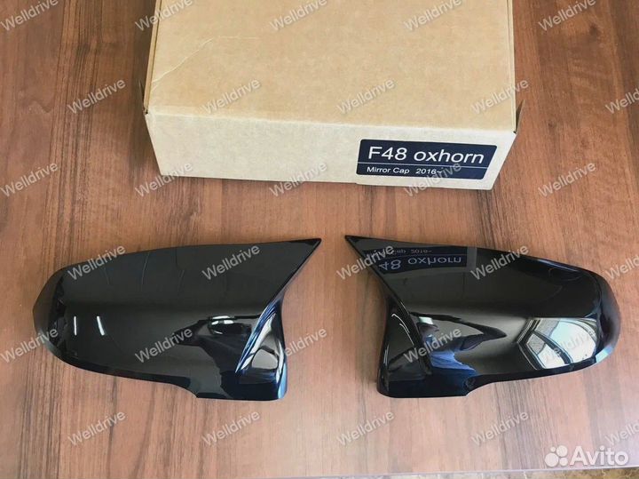 Накладки на зеркала BMW F48 М стиль черный глянец