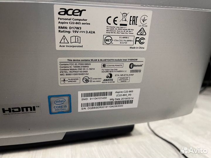 Моноблок acer aspire c22 - 865