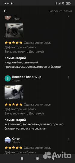 Дефлекторы на Гранту