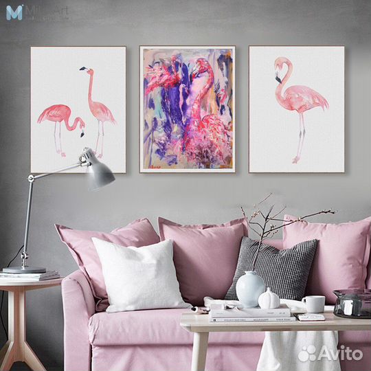Картина маслом розовый фламинго любовь Художник Св