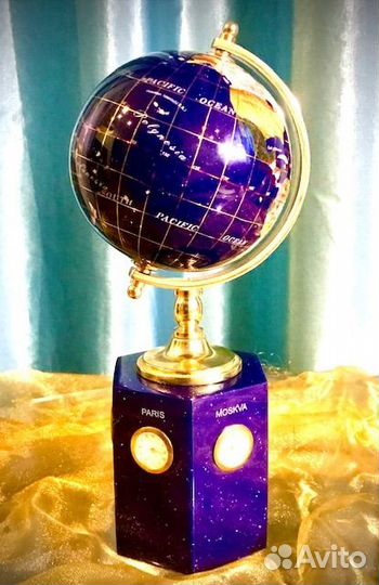 Глобус из лазурита с инкрустацией