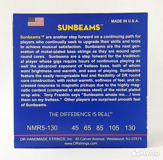 Струны для бас-гитары 45-130 DR NMR5-130 Sunbeams