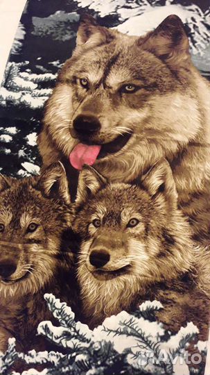 Полотенце с Волками Зимний Мотиф 145 х 70 см